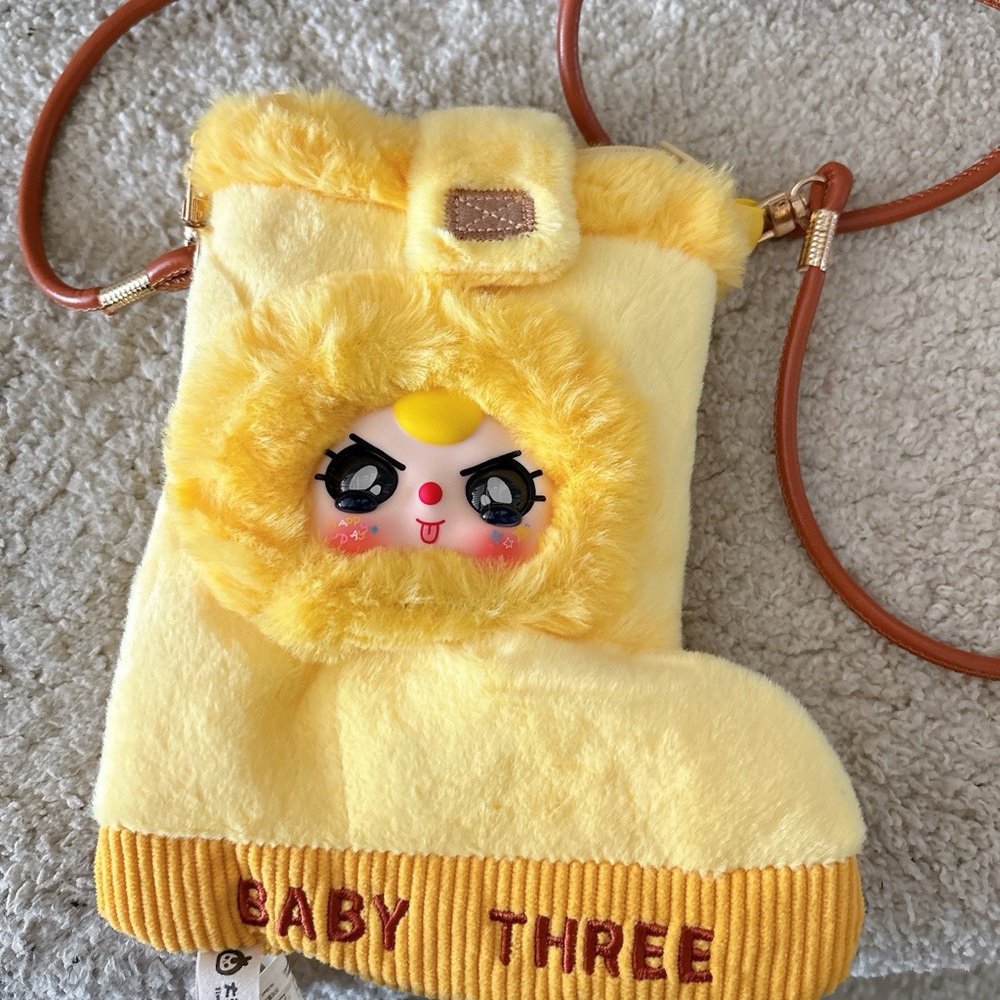Baby three Yellow Plush Crossbody Bag